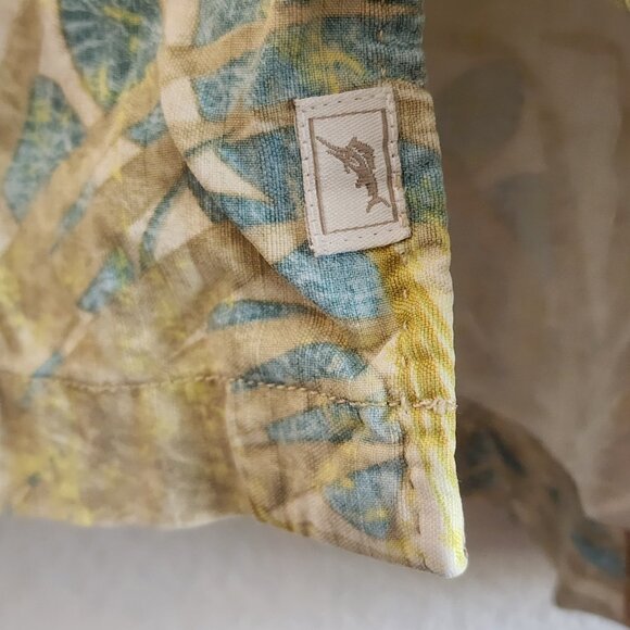 Tommy Bahama Shirt Mens Large Silk Brown Blue Yellow Floral Hawaiian Button Up - Picture 3 of 10